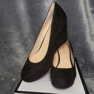 Nine West Black Suede Wedge Heel